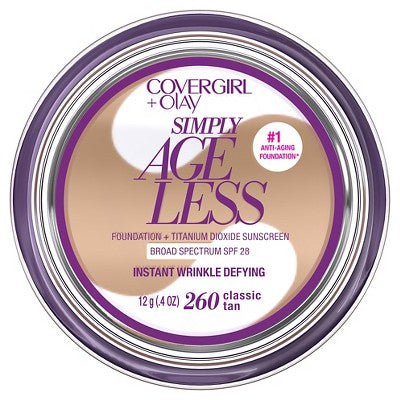 COVERGIRL + Olay Simply Ageless Wrinkle Defying Foundation Compact 260 Classic Tan 0.4oz - Imperfect Container