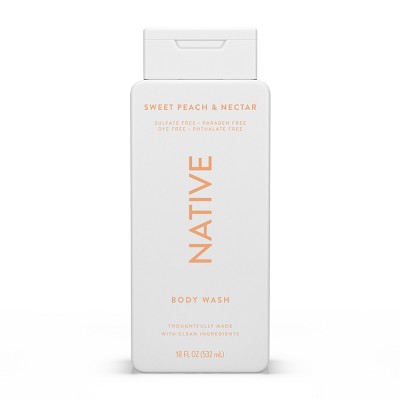 Native Body Wash Sweet Peach & Nectar Sulfate Free 18 fl oz - Imperfect Container