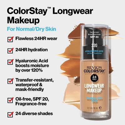 Revlon ColorStay Makeup for Normal/Dry Skin SPF 20 135 Vanilla 1 fl oz - Imperfect Container