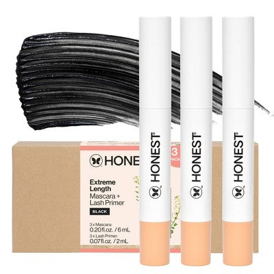 Honest Beauty Extreme Length Mascara + Lash Primer 0.81 fl oz/3pk - New