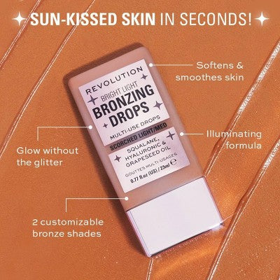 Makeup Revolution Bright Light Bronzing Drops Deep Summer Spice 0.77 fl oz - New
