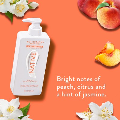Native Moisturizing Shea Butter 24hr Hydration Body Wash Peach & Orange Blossom 18 fl oz - Imperfect Container