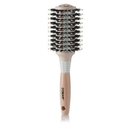 Conair Ceramic Wood Vented Boar Bristle Round Hair Brush Large Barrel All Hair - Imperfect Box