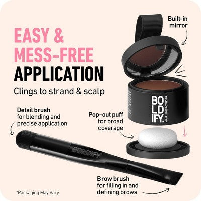 BOLDIFY Root Touch Up Powder with Brush, Covers Thinning Hair & Grays, Water-Resistant Light Blonde - Imperfect Box