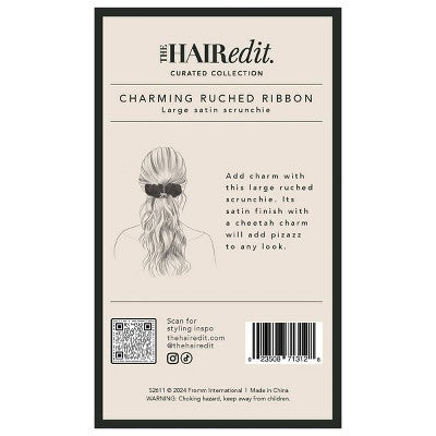 The Hair Edit Charming Ruched Ribbon Satin Scrunchie - New