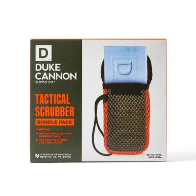 Duke Cannon Tactical Scrubber Bundle Pack Midnight Swim Soap on a Rope Sea Grass & Sandalwood Bar Soap for Men 10 oz - Imperfect Box