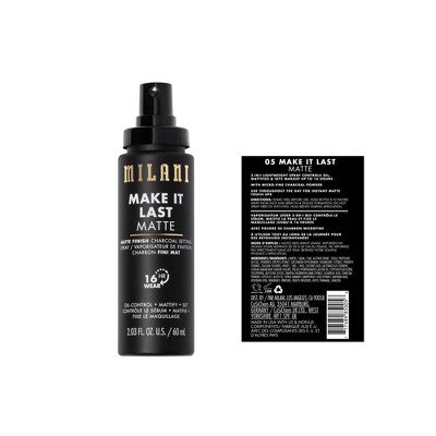 Milani Make It Last Matte Finish Charcoal Setting Spray 2.03 fl oz - New