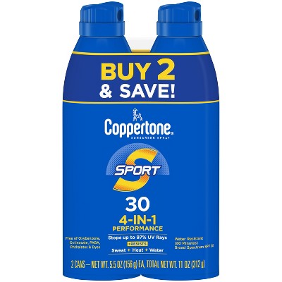 Coppertone Sport Sunscreen Spray SPF 30 Twin Pack 11oz - Imperfect Box