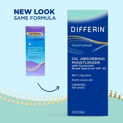 Differin Oil Absorbing Moisturizer with Sunscreen Broad-Spectrum UVA/UVB  SPF 30  4oz - New