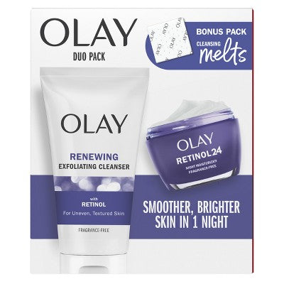 Olay Regenerist Retinol 24 + Peptide Face Wash and  Moisturizer 5 fl oz/1.7oz - New