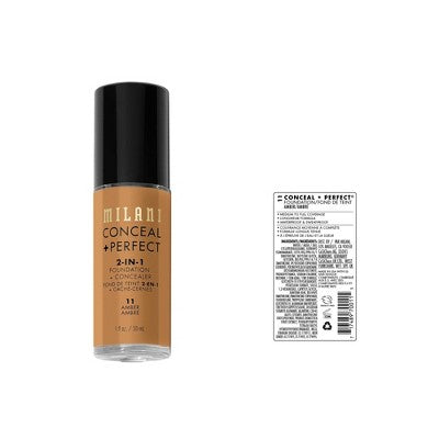 Milani Conceal + Perfect 2-in-1 Foundation + Concealer Amber 11  1 fl oz - Imperfect Container