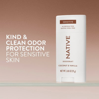 Native Sensitive Solid Deodorant for Women & Men Coconut & Vanilla 2.65oz - Imperfect Container