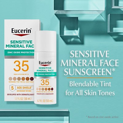 Eucerin Sensitive Tinted Mineral Face Sunscreen SPF 35 1.7 fl oz - Imperfect Box