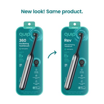 quip Rev Oscillating Rechargeable Electric Toothbrush Black/Silver - Imperfect Box