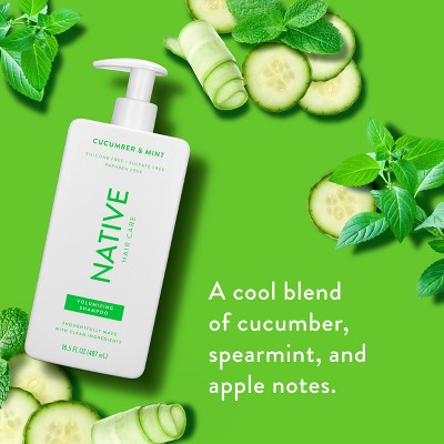 Native Vegan Cucumber & Mint Natural Volume Shampoo, Clean, Sulfate, Paraben and Silicone Free 16.5 fl oz - Imperfect Container