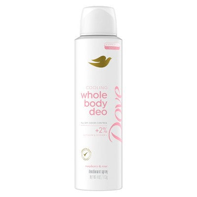 Dove Beauty Whole Body Deodorant Spray Raspberry; Rose Cooling Aluminum-Free 4oz - Imperfect Container