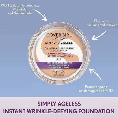 COVERGIRL + Olay Simply Ageless Wrinkle Defying Foundation Compact 0.4oz - Imperfect Container