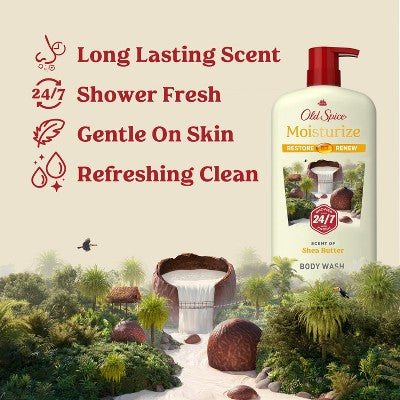 Old Spice Men's Body Wash Moisturize with Shea Butter 30 fl oz - Imperfect Container