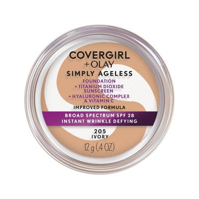 COVERGIRL + Olay Simply Ageless Wrinkle Defying Foundation Compact 205 Ivory 0.4oz - Imperfect Container