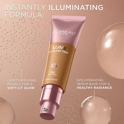 L'Oreal Paris Lumi Le Glow Tint Liquid Skin Tint 200 Neutral 0.84 fl oz - Imperfect Container