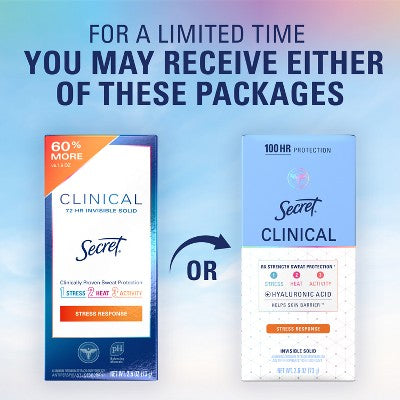 Secret Clinical Strength Invisible Solid Antiperspirant & Deodorant 2.6oz - Missing Box