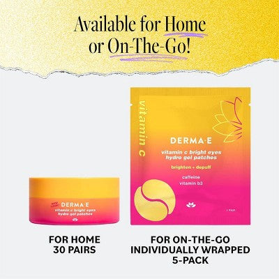 derma e Vitamin C Bright Eyes Hydro Gel Patches 60ct - New