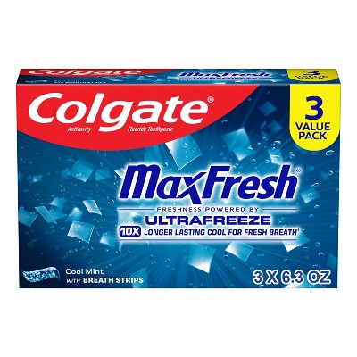 Colgate Max Fresh Toothpaste Cool Mint 6.3oz/3pk - Imperfect Box