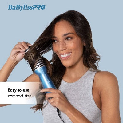 BaBylissPRO Nano Titanium Compact Hot Air Straightening Brush Blue - New