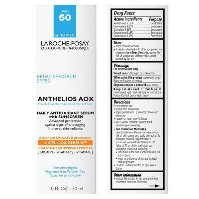 La Roche Posay Anthelios AOX Daily Antioxidant Face Serum with Sunscreen SPF 50 1 fl oz - New