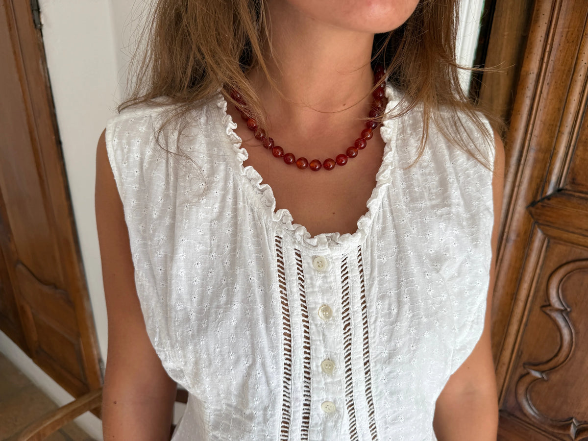 RIVIERA - Red pearl Halsband