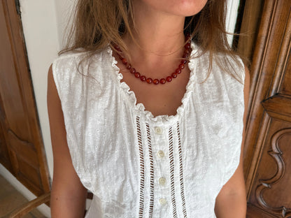 RIVIERA - Red pearl Halsband