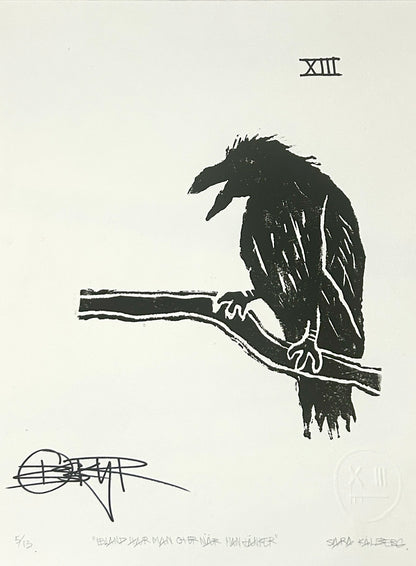 BLACK RAVEN Linoleum Print