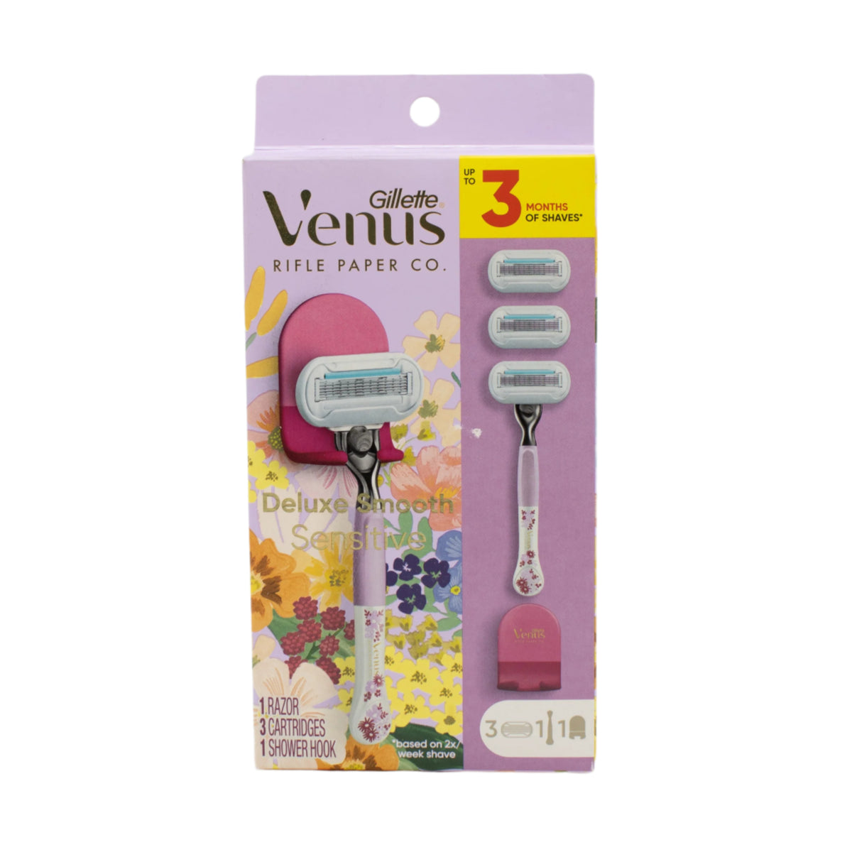 Gillette Venus Rifle Paper Co. Delux Smooth Sensitive Razor with 3 Refills - New