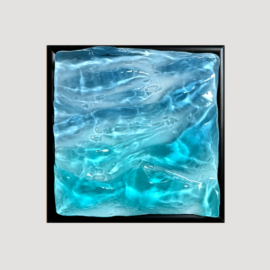 Resin vattenskulptural väggkonst, ombre blå