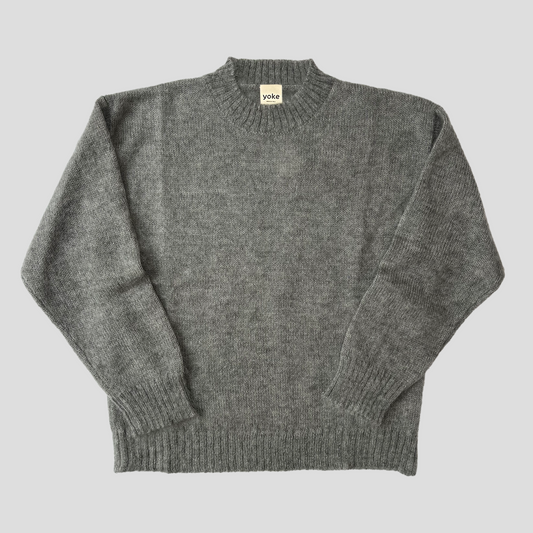 Grå Borstat Mohair & Siden Tröja