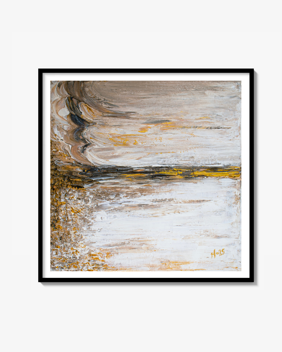 Fine Art Print: "Nyckelviken" Havslandskap Guld Koppar - Museumkvalitet