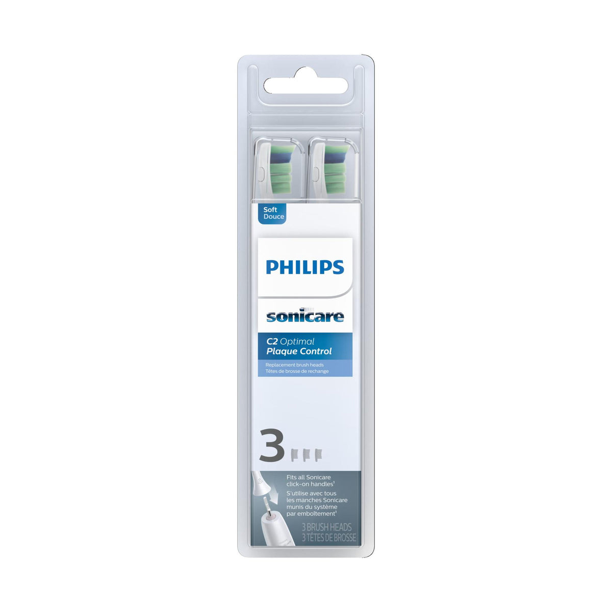 Philips Sonicare C2 Toothbrush Heads HX9023/65 White 3 pack - New